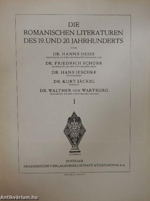 Die Romanischen Literaturen des 19. und 20. Jahrhunderts I. (Dr. Castiglione László könyvtárából)