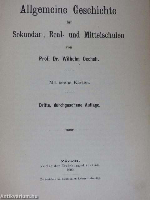 Allgemeine Geschichte für Sekundar-, Real- und Mittelschulen