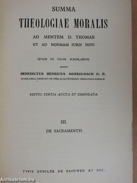 Summa Theologiae Moralis III.