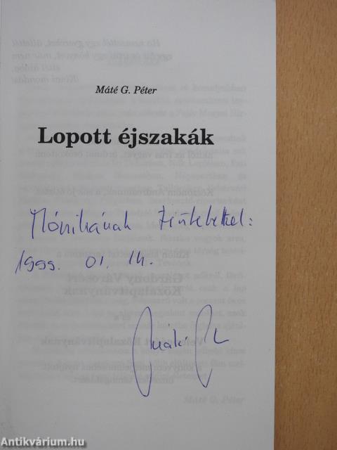 Lopott éjszakák (dedikált példány)
