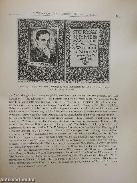 Die Englische Literatur des 19. und 20. Jahrhunderts (Dr. Castiglione László könyvtárából)