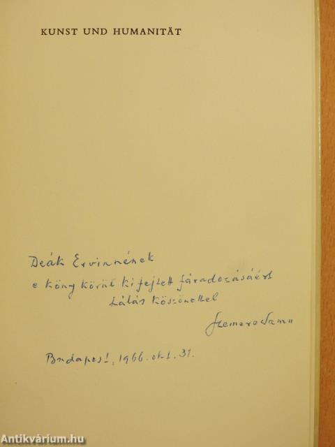 Kunst und Humanität (dedikált példány)