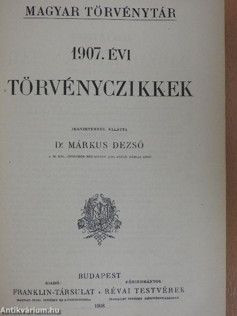 1907. évi törvényczikkek