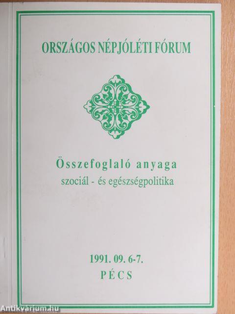 Országos Népjóléti Fórum összefoglaló anyaga