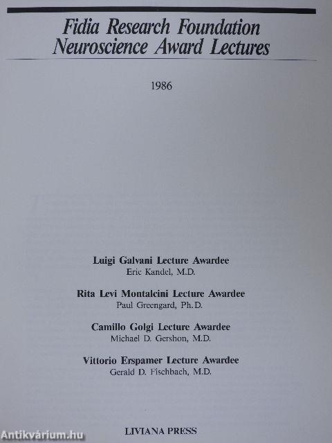 Fidia Research Foundation Neuroscience Award Lectures 1986