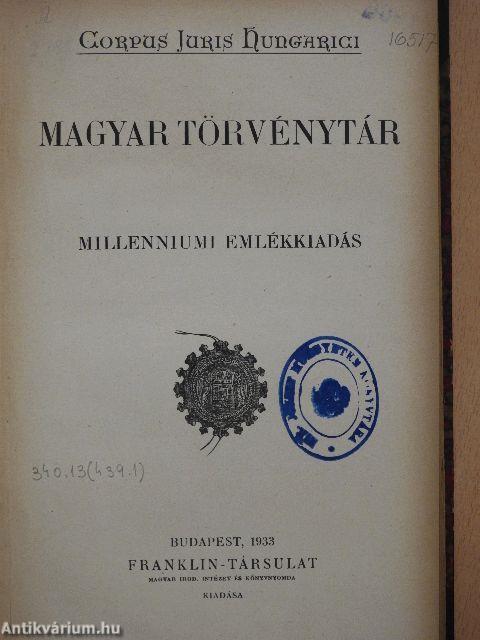 1932. évi törvénycikkek/Pótlások az 1878-1930. évi törvényekhez