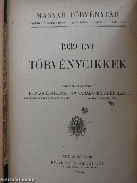 1939. évi törvénycikkek/Pótlások az 1878-1938. évi törvényekhez