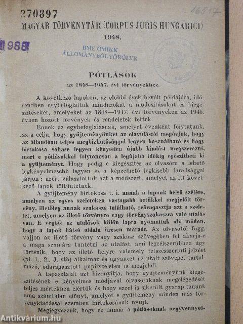 Pótlások az 1848-1947. évi törvényekhez