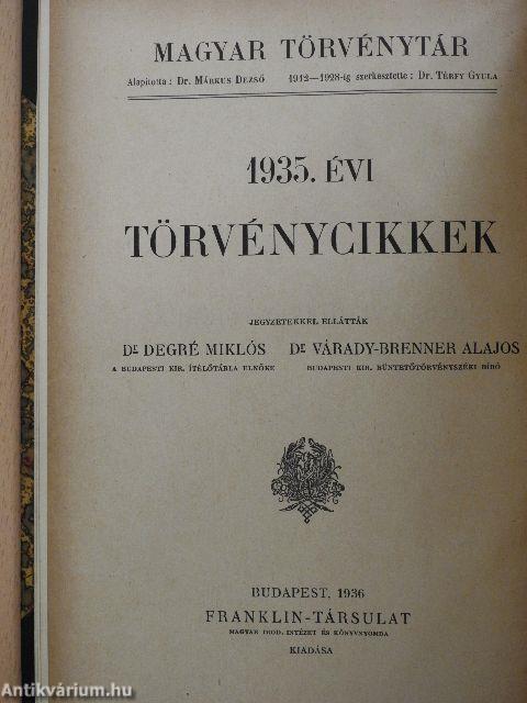 1935. évi törvénycikkek