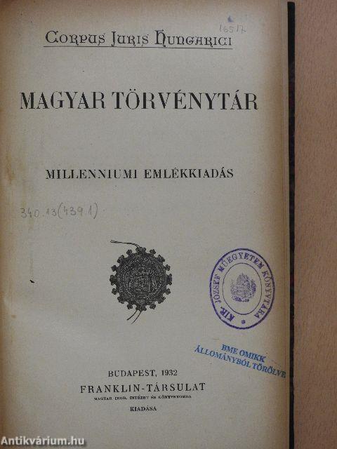 1931. évi törvénycikkek/Pótlások az 1871-1931. évi törvényekhez