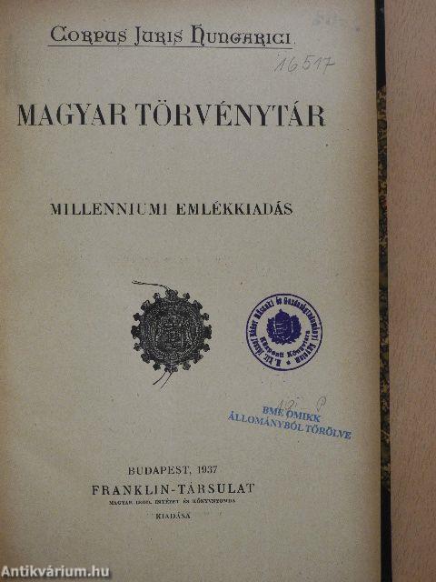 1936. évi törvénycikkek/Pótlások az 1868-1933. évi törvényekhez