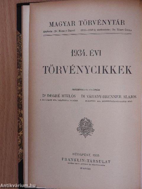 1934. évi törvénycikkek