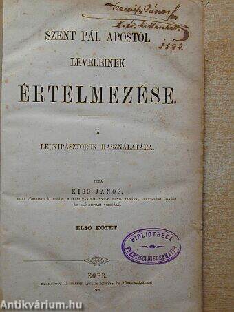 Szent Pál apostol leveleinek értelmezése a lelkipásztorok használatára I. (töredék)