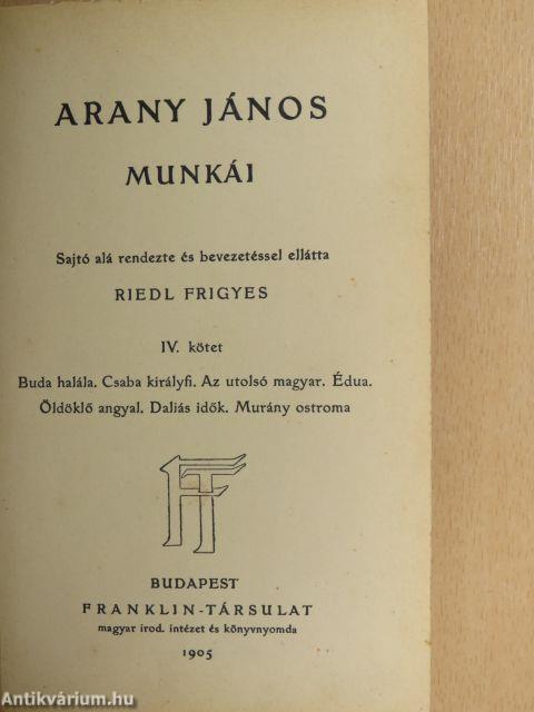 Arany János munkái IV.