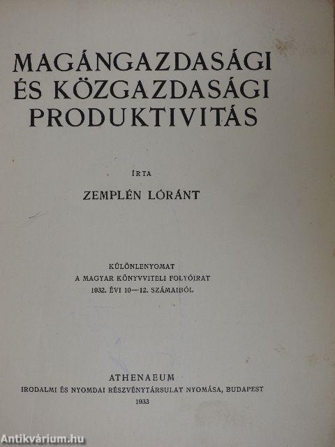 Magángazdasági és közgazdasági produktivitás