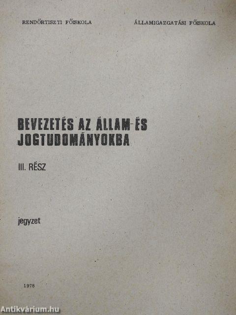 Bevezetés az állam- és jogtudományokba III.