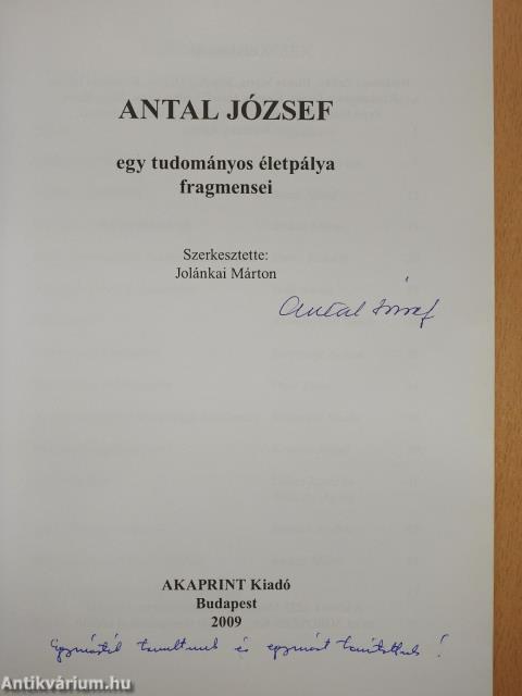 Antal József (aláírt példány)
