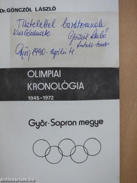 Olimpiai kronológia 1945-1972 (dedikált példány)