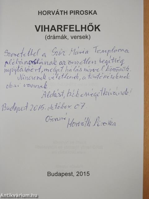 Viharfelhők (dedikált példány)