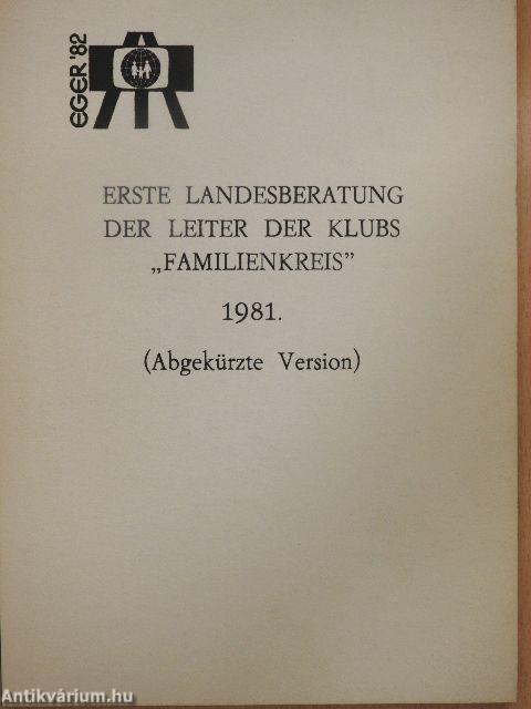 Erste Landesberatung der Leiter der Klubs "Familienkreis" 1981