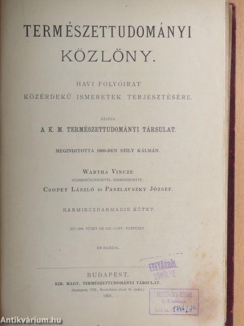 Természettudományi Közlöny 1901. január-december