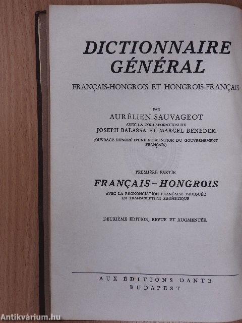 Francia-magyar és magyar-francia nagy kéziszótár I.