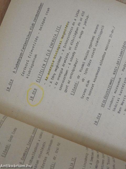 TIT Természettudományi Stúdió téli műsor 1986. január-március