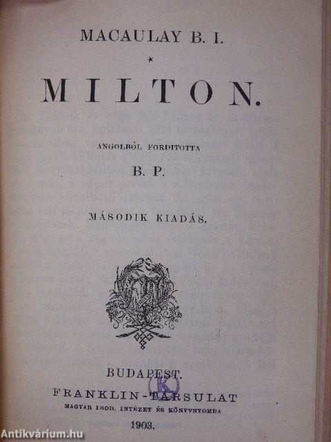 Atala/A trachisi nők/Egyiptomi képek/Milton/René/A szendomiri kolostor/Történelmi miniatűrök