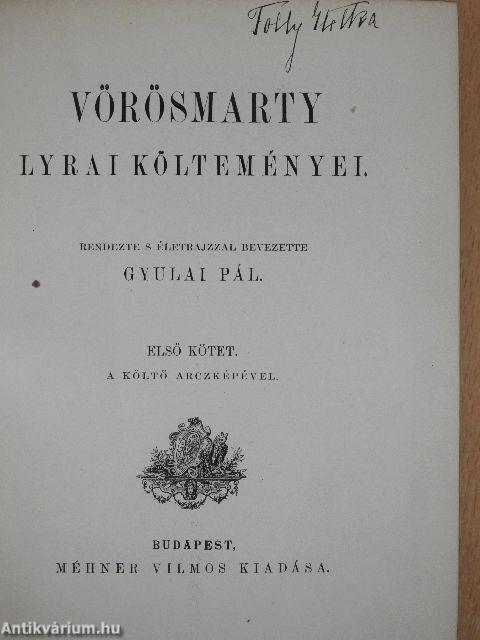 Vörösmarty lyrai költeményei I-II.