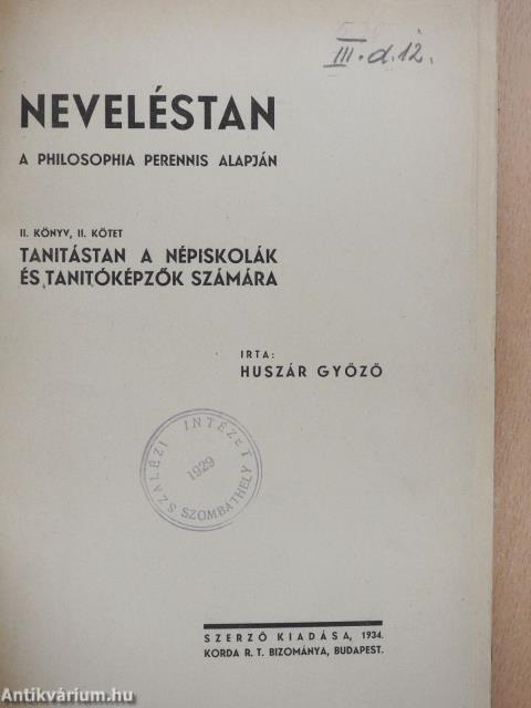 Neveléstan II/II.