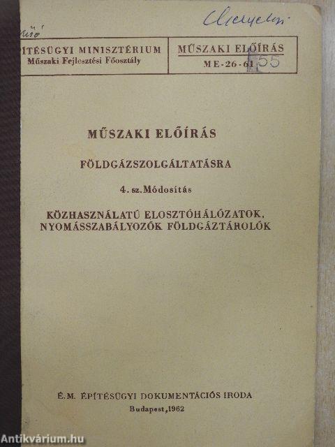 Műszaki előírás földgázszolgáltatásra