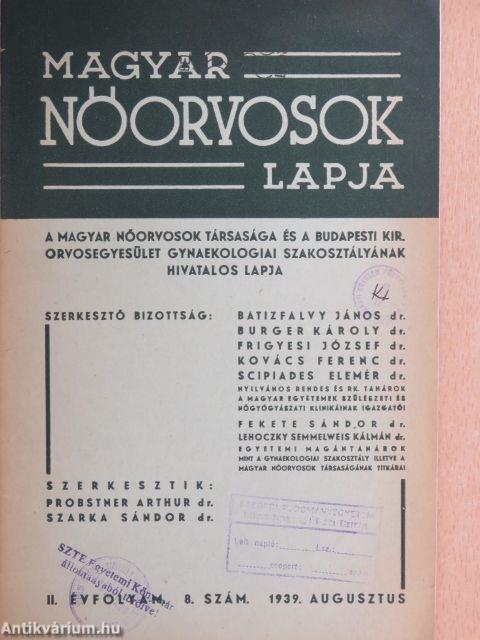 Magyar Nőorvosok Lapja 1939. augusztus