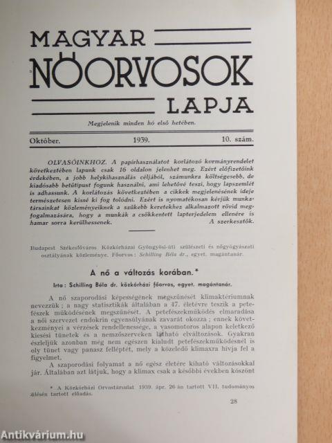 Magyar Nőorvosok Lapja 1939. október