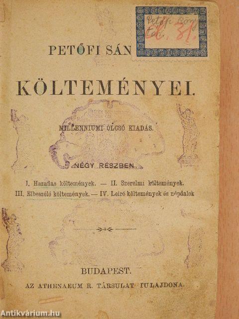 Petőfi Sándor költeményei I-IV. (rossz állapotú)