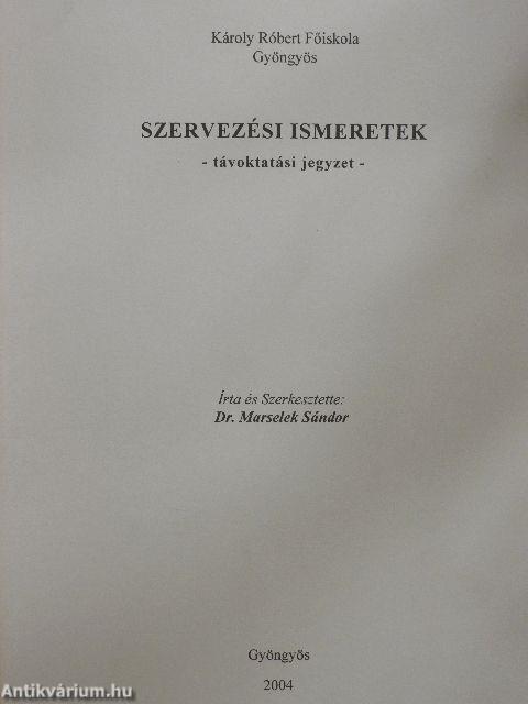 Szervezési ismeretek