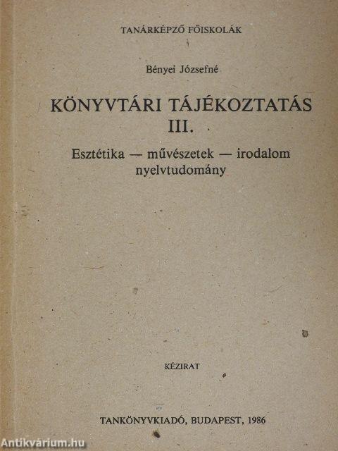 Könyvtári tájékoztatás III.