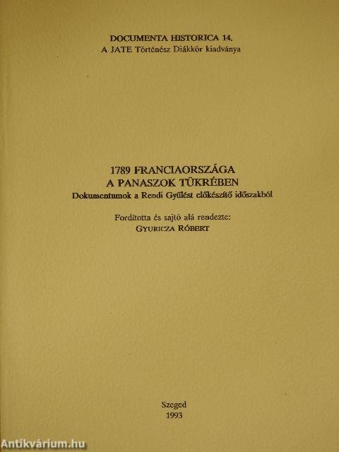 1789 Franciaországa a panaszok tükrében