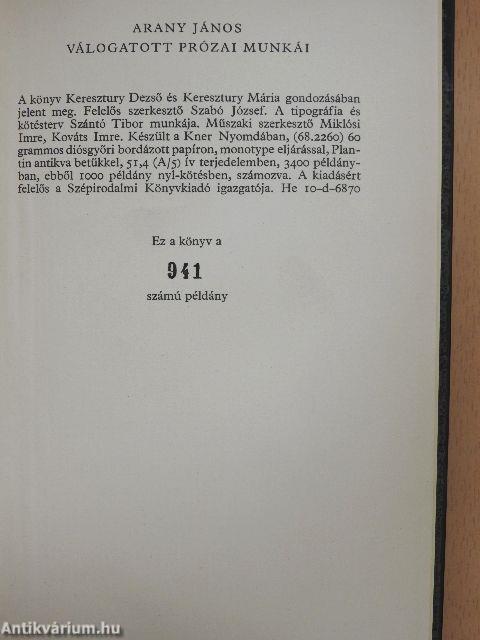 Arany János válogatott prózai munkái