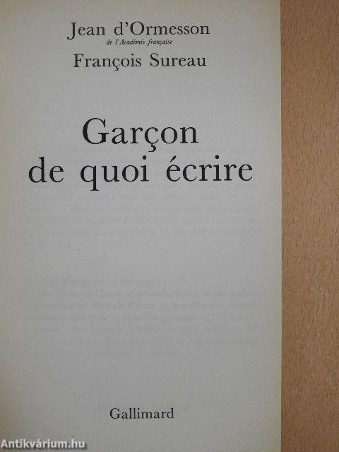 Garcon de quoi écrire