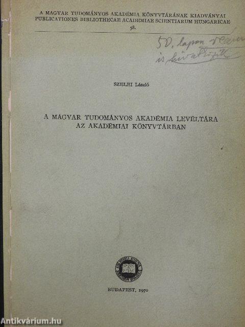 A Magyar Tudományos Akadémia levéltára az akadémiai könyvtárban