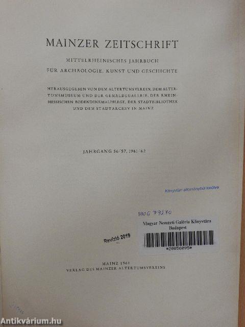 Mainzer Zeitschrift 56/57, 1961/62