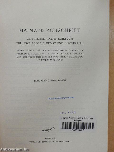 Mainzer Zeitschrift 63/64, 1968/69