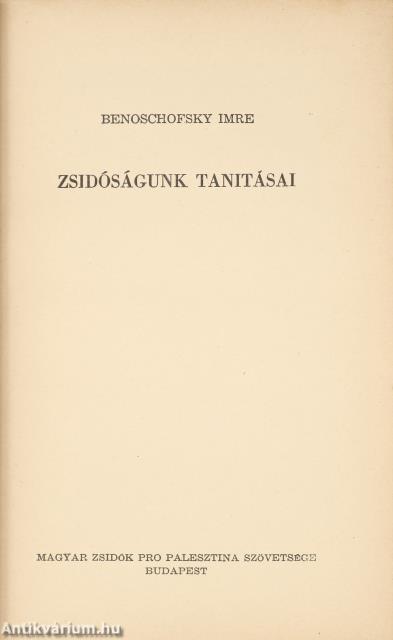 Zsidóságunk tanitásai