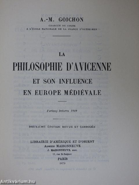 La philosophie d'Avicenne et son influence en Europe médiévale