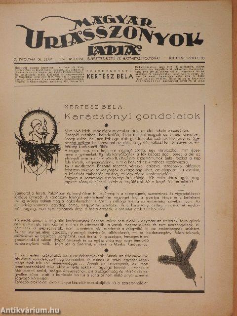 Magyar Uriasszonyok Lapja 1933. december 20.