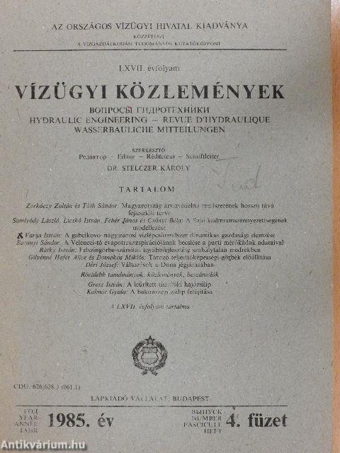 Vízügyi Közlemények 1985/4.