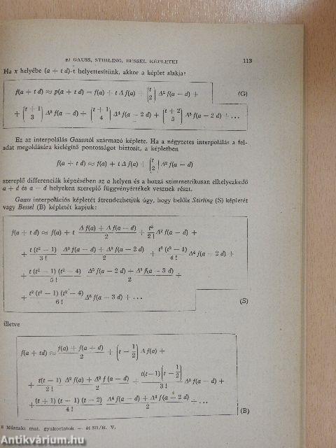 Műszaki matematikai gyakorlatok B. V.