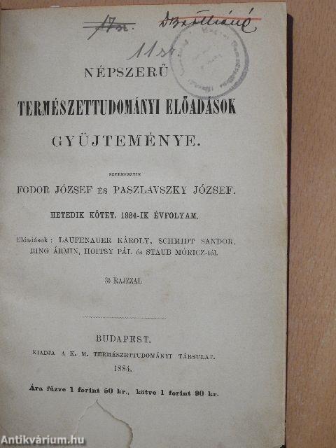 Népszerű természettudományi előadások gyüjteménye VII-VIII./42-50.