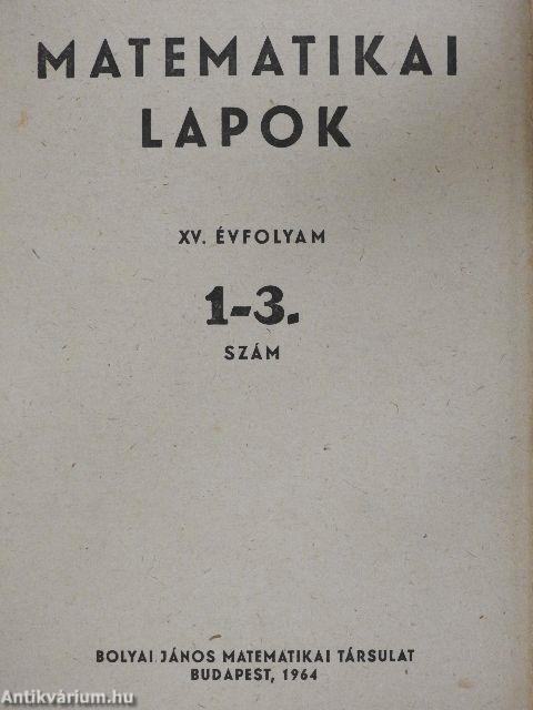 Matematikai lapok 1964/1-4.