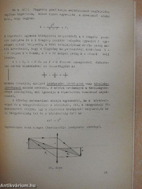 Kísérletek a geometriai fénytanból